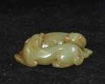Antikes paar Foo Hunde / Dogs in Russet Jade